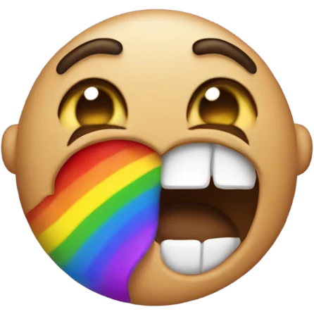 The standard womitting emoji but instead of womit its rainbow coming out the mouth emoji