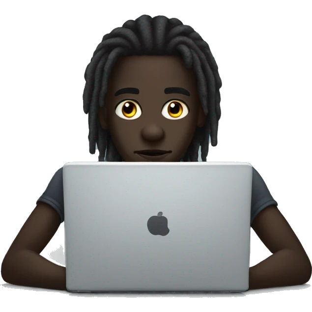 darkskin boy, dread head with laptop emoji