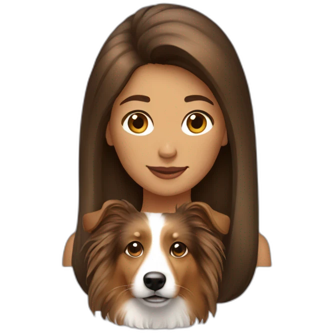 broun hair yong woman with a sheltie dog emoji