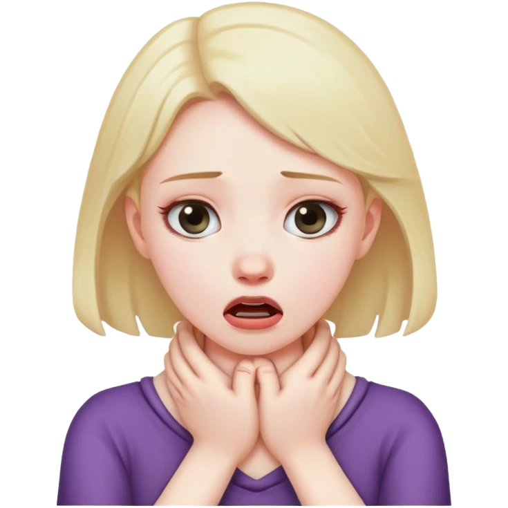 girl choking neck with hands emoji