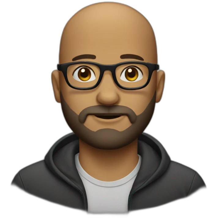 bald man with  three-day beard and glasses emoji