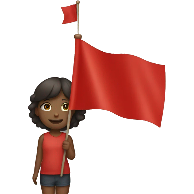 girl holding a little red flag emoji