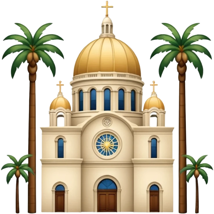 California Tower and the dome of the California Building basilica in San Diego with palm trees, simple apple style emoji, white background, no text, inspired by reference photo emoji