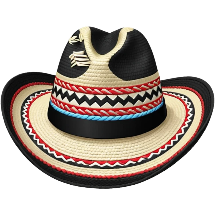 Colombian Sombrero Voltiao black and white emoji