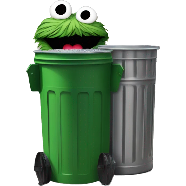 oscar the grouch inside metal trash can emoji