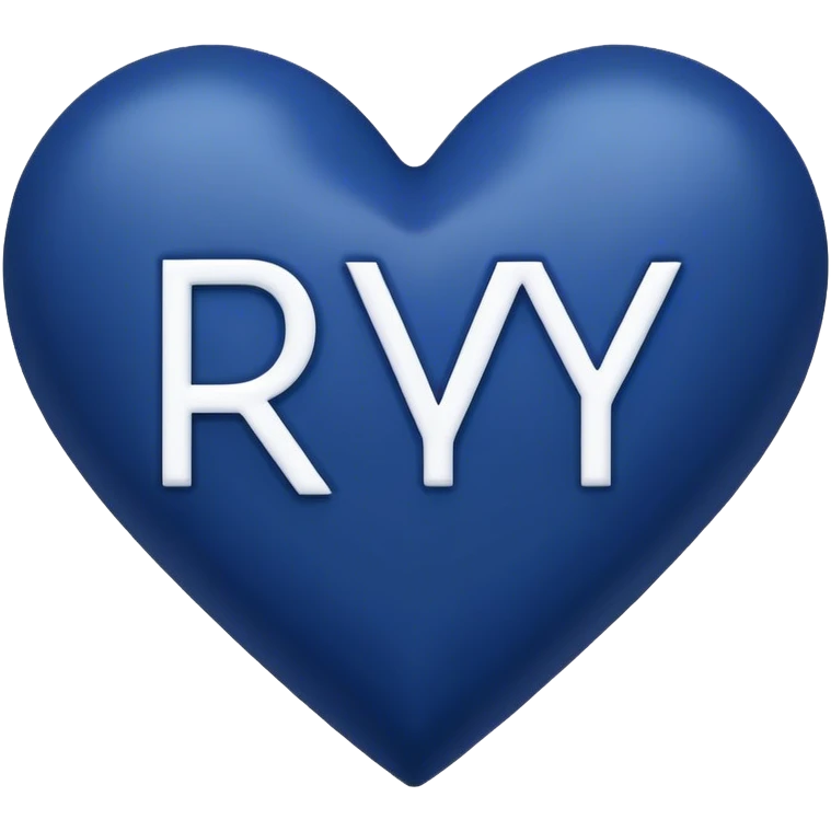 Dark blue heart with the letters Ry in the middle  emoji