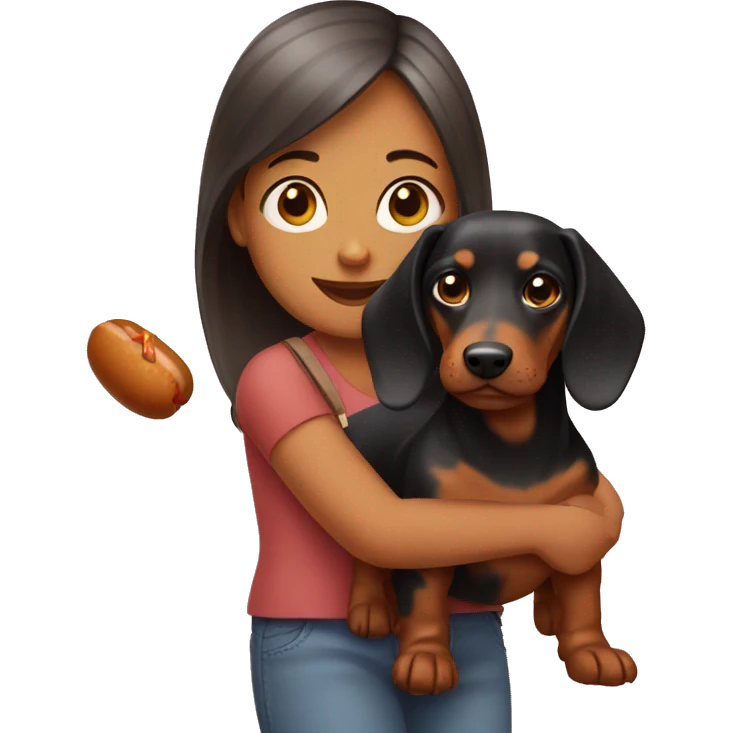 Girl with sausage dog emoji