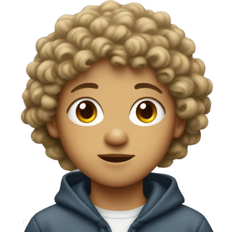 A kid with a perm wearing a hoodie emoji