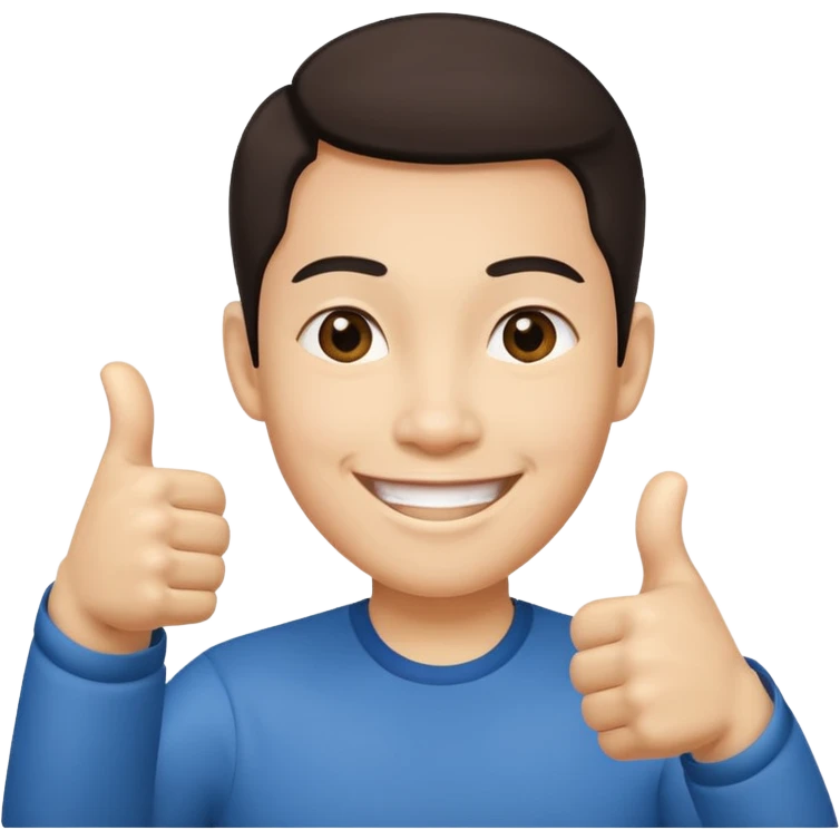Smiley face with two thumbs up. The face is asian emoji