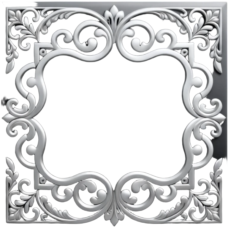 Black and silver filigree page border, 3D, extremely detailed design emoji