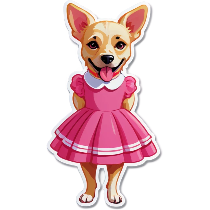Blonde dog wearing a pink dress emoji