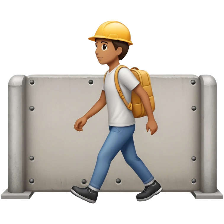 Person going around a wall or barrier instead of through it emoji