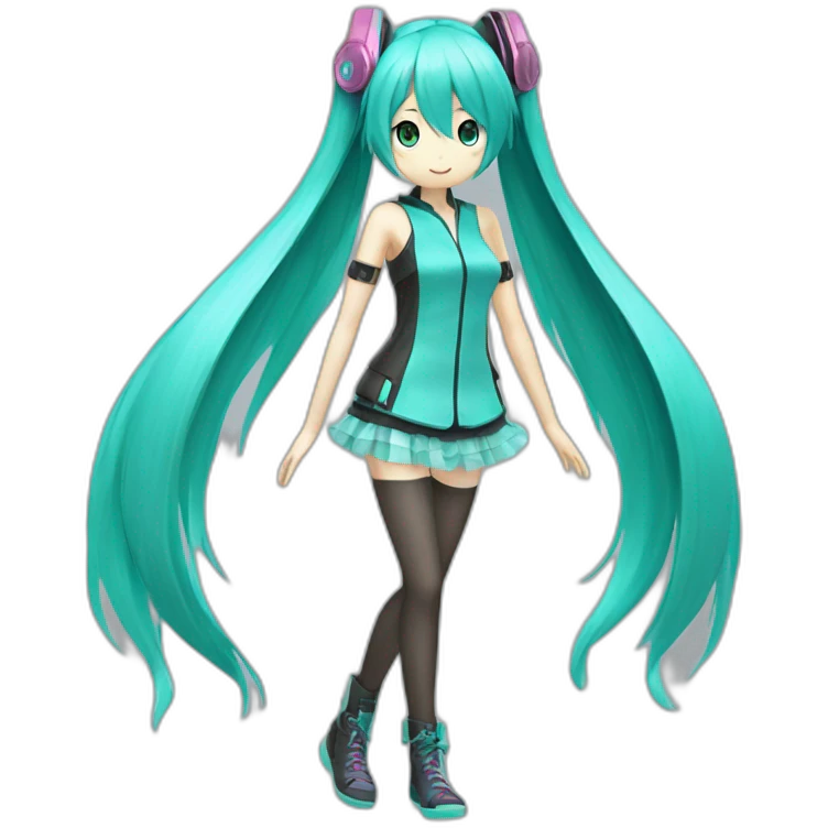 Hatsune miku full body with transparency on clothe emoji