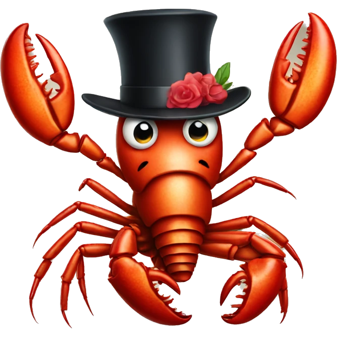 Lobster wearing top hat with gun emoji