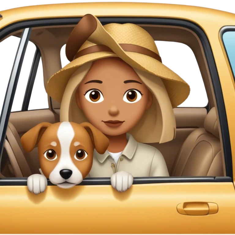 A car with a Dog ￼ emoji