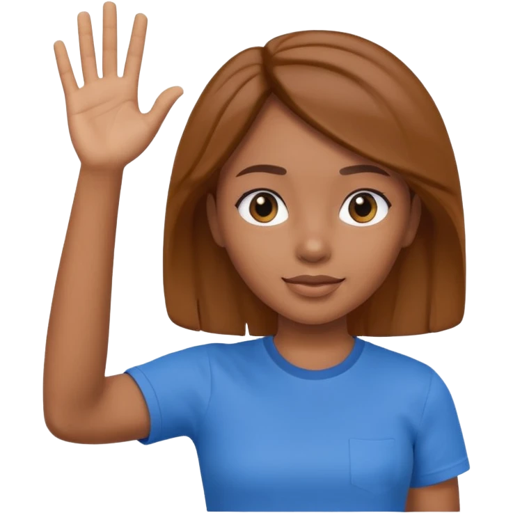 3D face of an activist girl waving her hand in a blue T-shirt emoji