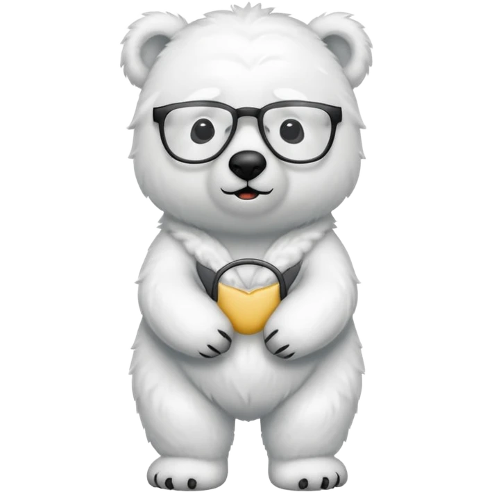 full body of polar bear wear glasses emoji