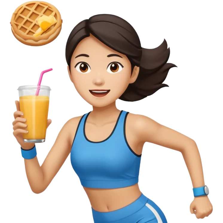 Asian Woman Running to food, must have brunch food emoji