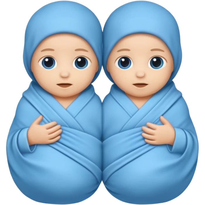 Twin swaddled babies in blue emoji