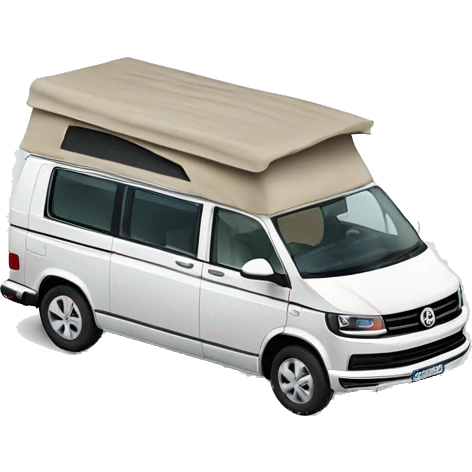 Un volkswagen california récent vue du coté avec le toit ouvert emoji