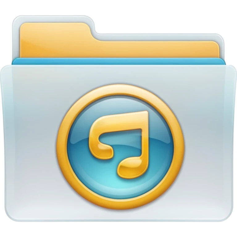 A **simple emoji-style icon** of a **transparent white plastic folder**, minimal and clean, with **rounded corners**, subtle translucency, soft shading, and a **small Concert arena symbol** on the front.
 emoji