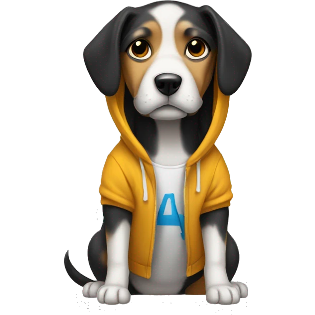 Dog wearing a power t hoodie emoji