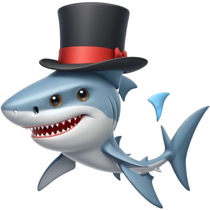 Shark with a top hat emoji
