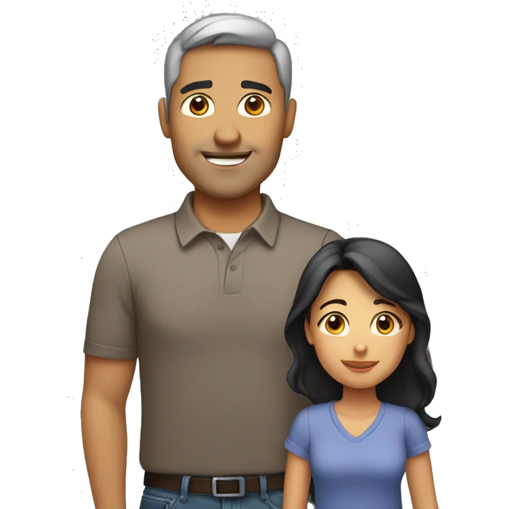 Caucasian dad,Hispanic mom, Hispanic daughter emoji