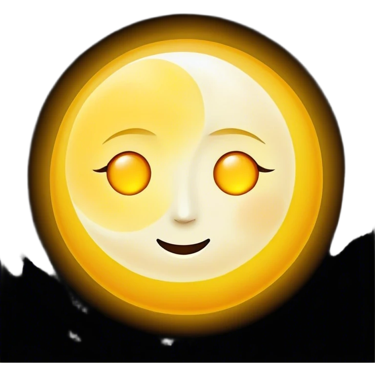 a really bright  big sun and a small moon who shines because of it. the sun is bigger and the moon bright too emoji