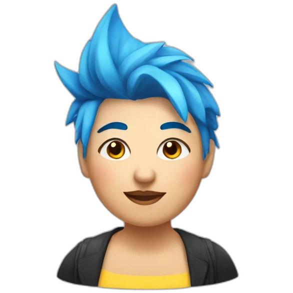Older fat lesbian Chilean very short spiky bright blue hair emoji