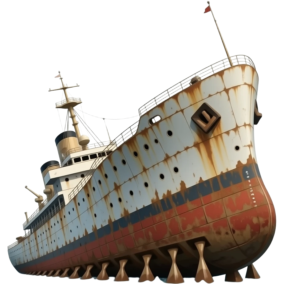 rusty sinking warship emoji