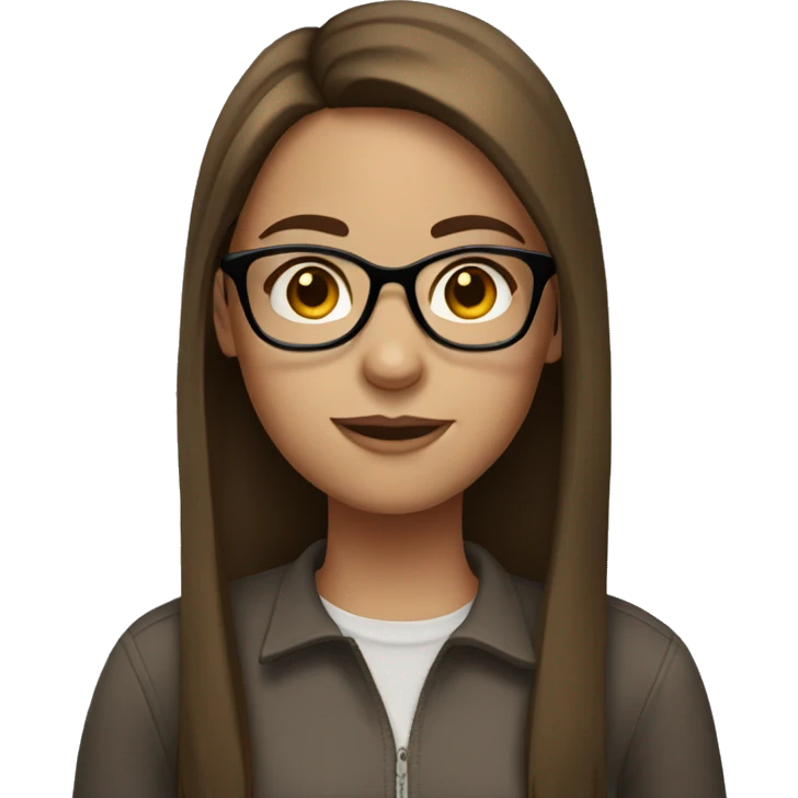 Girl with brown straight hair freckles and glasses emoji