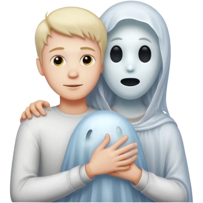 Ghost hugging man emoji