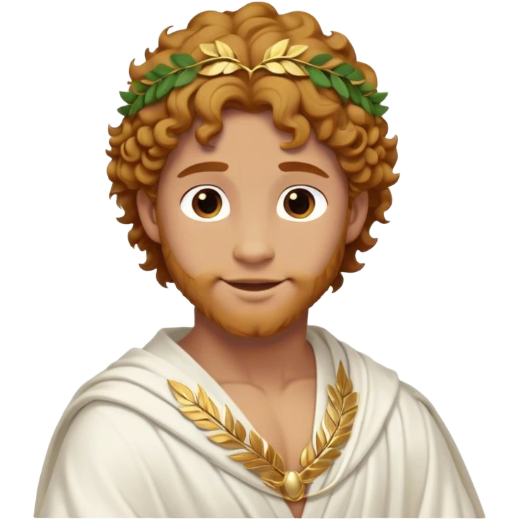 Cinematic Realistic Hercules Portrait, head tilted playfully and inquisitively, showcasing a blend of legendary power and youthful charm with the refined features of Michelangelo's David. His light tan, sculpted skin and thick, curly, golden brown hair—styled with wild majesty—evoke the spirit of the lion-wrestling Hercules. Clad in a softly draped white robe with subtle golden details and adorned with a Greek laurel wreath, his expressive eyes and warm smile capture an approachable yet formidable hero, bathed in gentle natural lighting. emoji