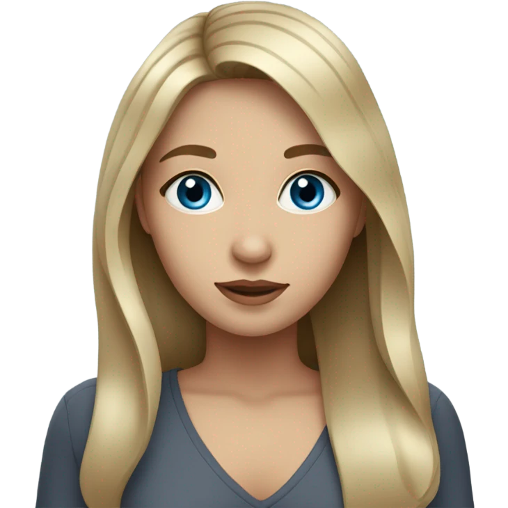 Brunette girl with blonde highlights and blue eyes emoji