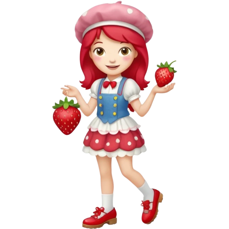 pretty and cute modern day strawberry shortcake full body with red shoes emoji emoji
