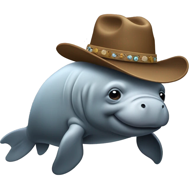 Manatee wearing cowboy hat and mullet emoji