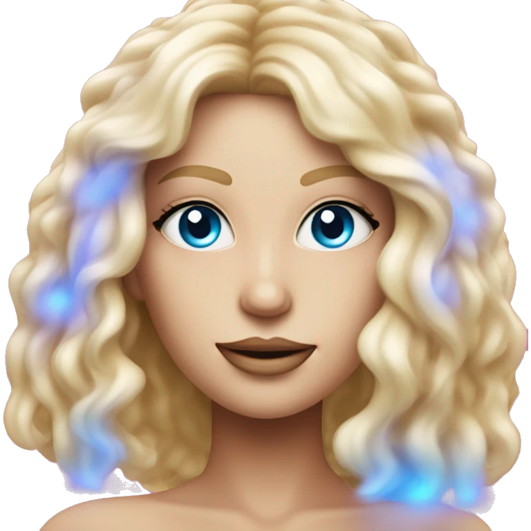 andromedan pink diva with thin face long blonde hair and blue eyes third eye glowing emoji