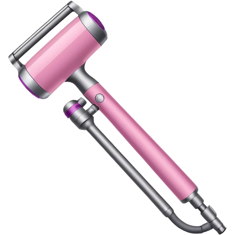 Pink Dyson Airwrap styling wand, long cylindrical barrel with rounded curling attachment, glossy pink body, silver accents, realistic emoji