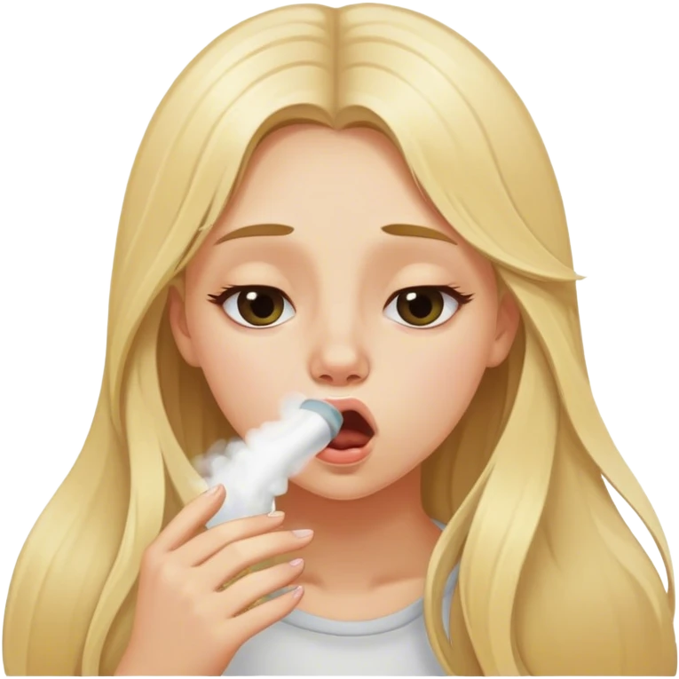 blonde girl with long hair snorting emoji