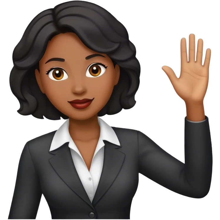 black buisness woman waving emoji