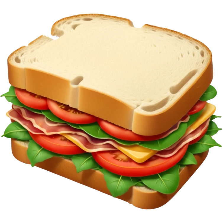 Sourdough bread sandwich with arugula and bacon and tomato slices inside emoji