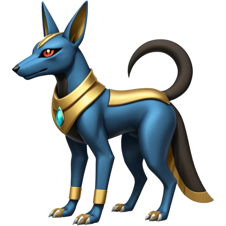 Futuristic Anubis-Vernid-Primagen-Protogen-Fakémon-Pokémon-creature-fusion (full body) emoji