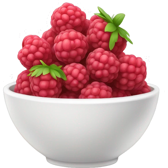 raspberries in a white bowl  emoji