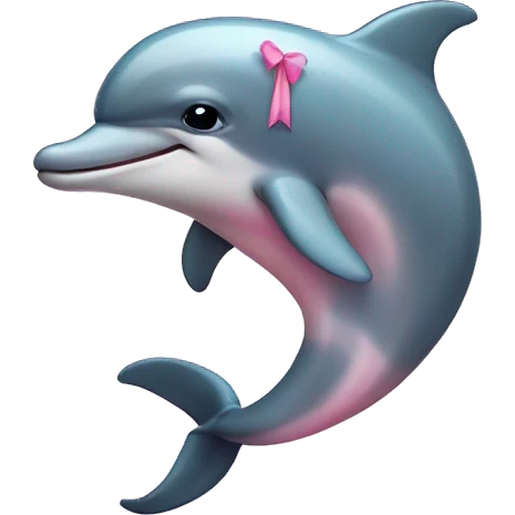 Dolphin wearing a smaller pink bow emoji