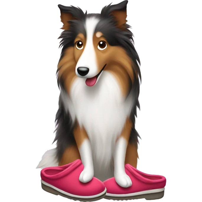 Shetland sheepdog stealing slippers emoji