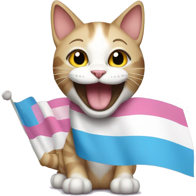 happy cat with a trans flag emoji
