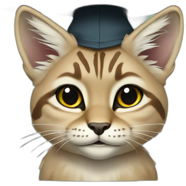 cuty lynx similar to baby yoda with a university mortarboard emoji