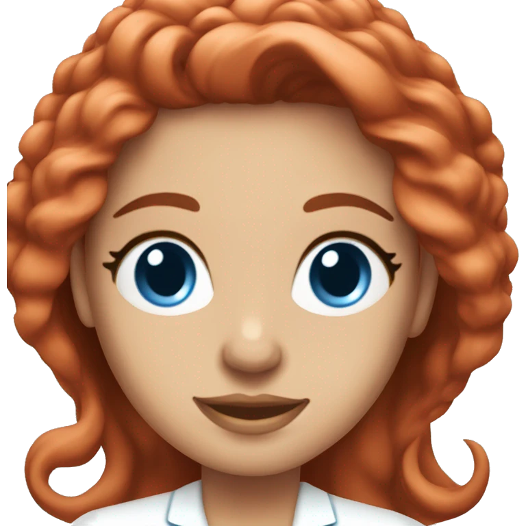 esthetician doing her skincare with long red hair and blue eyes emoji