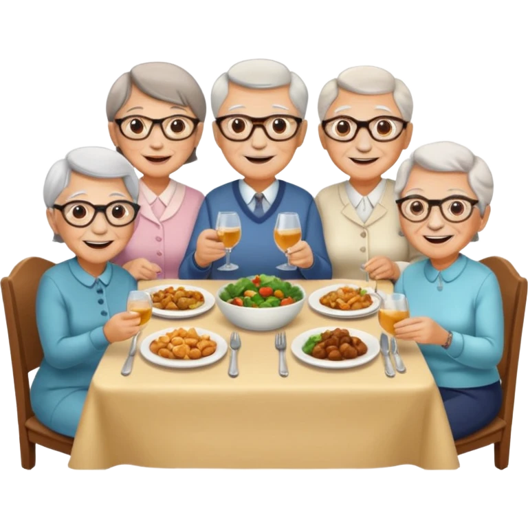 4 elderly people having dinner emoji